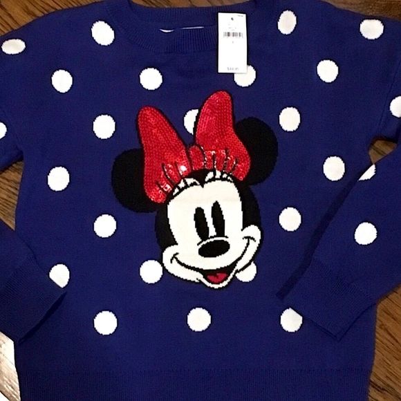 GAP Minnie Mouse Sequin Polka Dot Sweater & Sequin Hair Bow Size: LARGE - Picture 9 of 9